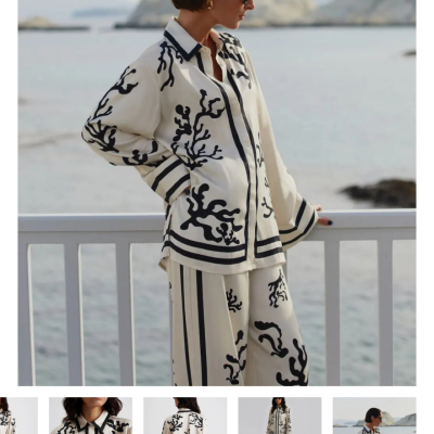 Melinda  Womens  Size M Lounge Set  Black  / Cream 