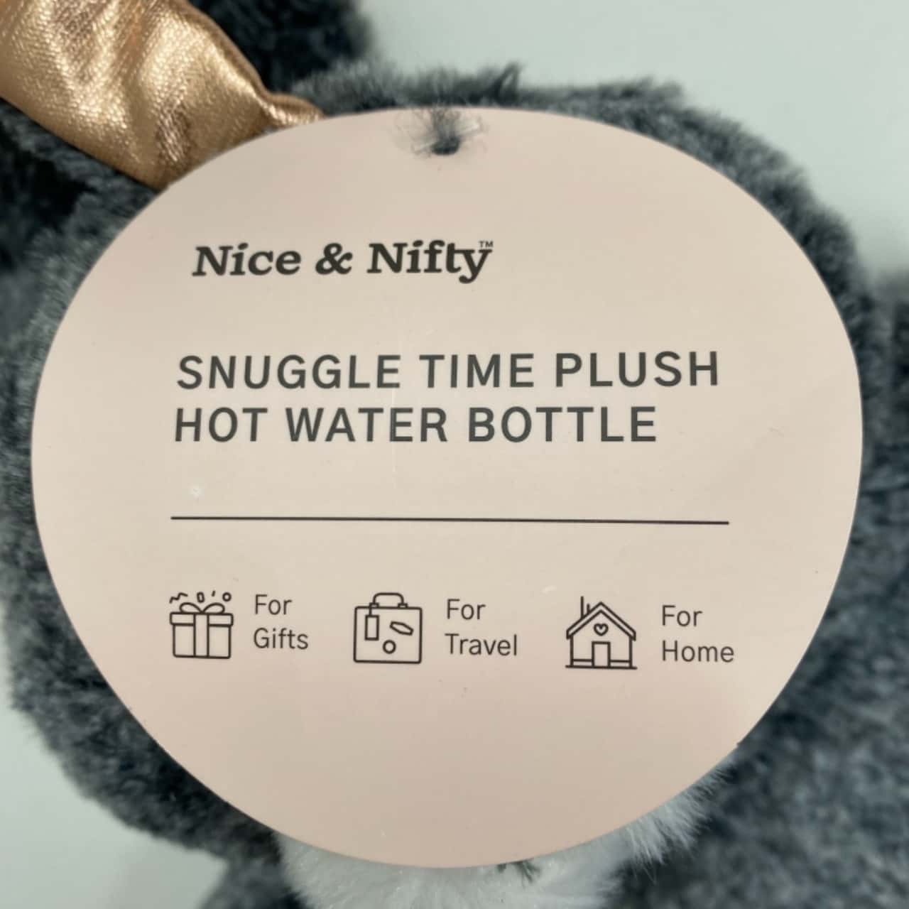 Nice & Nifty Snuggle Time Plush Hot Water Bottle Grey Rabbit - New With ...