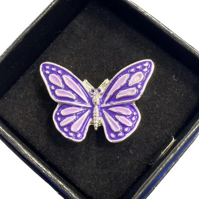  Womens enamelled 3cm silver metal butterfly Brooch 