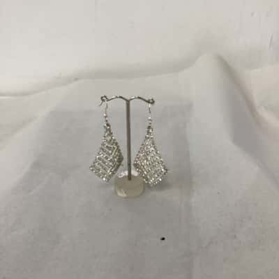  Womens Earrings Silver diamanté 