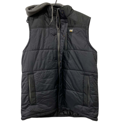 Cat Men’s Workwear Sleeveless Black Vest With Hoodie 