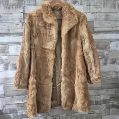  Womens Fur Jacket Beige/brown Size L-XL