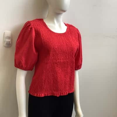 Brand New Katies Womens  Size 16 Valencia Linen Blend Bodice Top Red