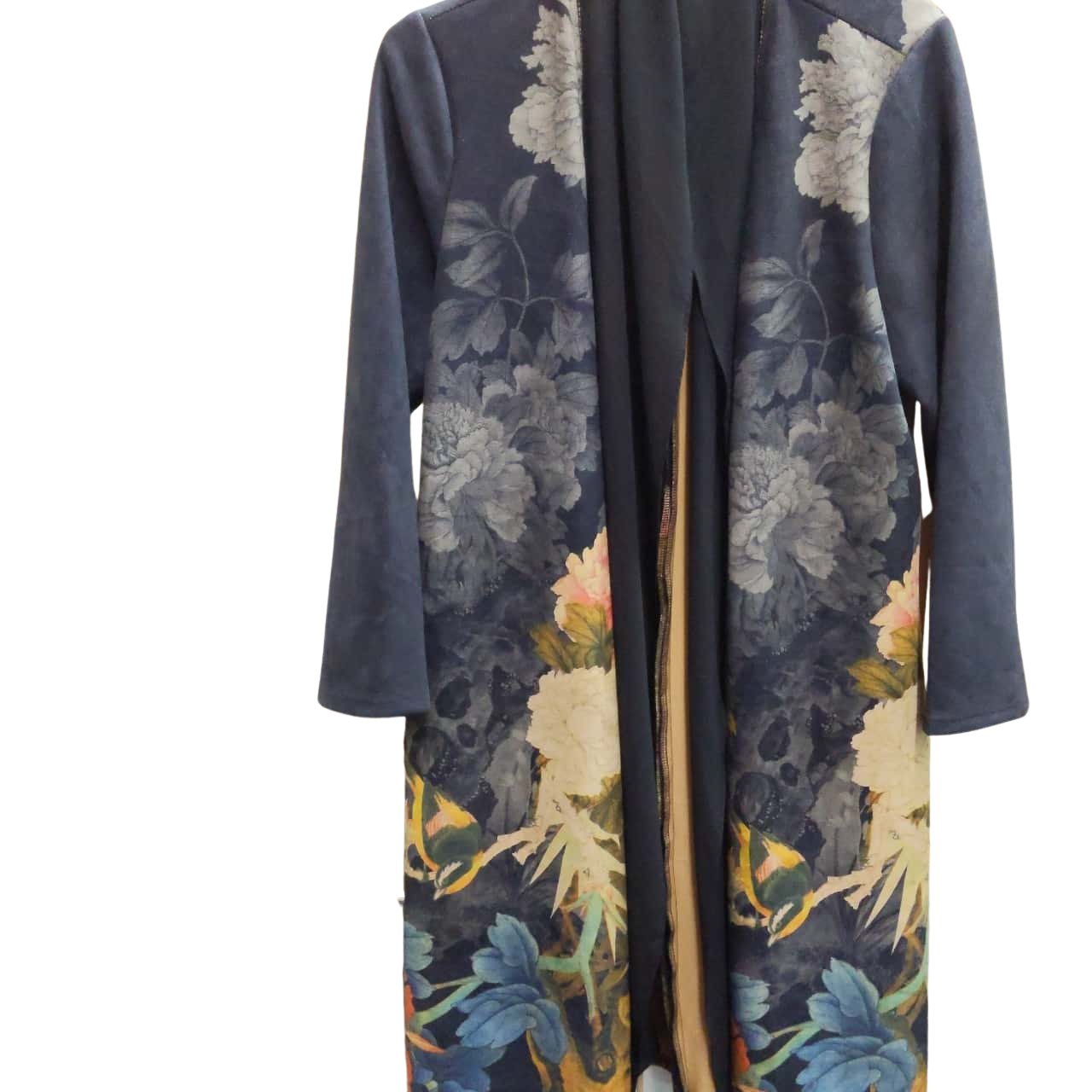 Womens Formal Robe/long coat floral patterning size 1416.(s)