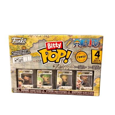 Funko Bitty Pop: One Piece - Luffy 4pk - Mystery Chase. (Monkey D. Luffy, Roronda Zoro, Axe-Hand Morgan & Buggy the Clown).
