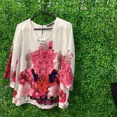 Liz Jordan Womens  Size 14 3/4 Sleeve Top Floral 