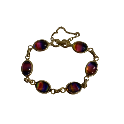  Womens Vintage Sarah Coventry Rainbow Gold Tone Link Bracelet