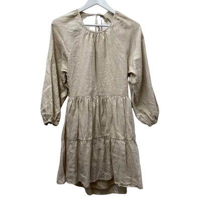 Dissh Womens Size 10 Midi Open Back Dress Beige - Linen/Rayon