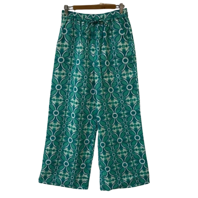 Seed Womens  Size 10 Wide Leg Pants Teal/ Turquoise/White