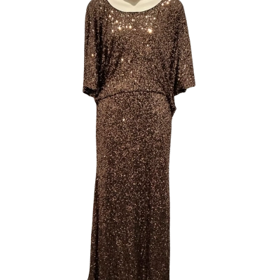 VALERIE’ Donna Sequin  Maxi Skirt Chocolate Brown L/XL