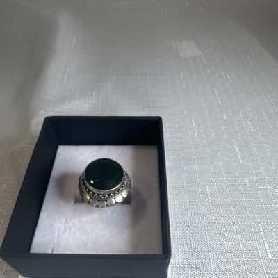  Womens Ring Silver green stone