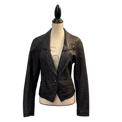 Just Jeans Womens Size 10 Leather Jacket Black