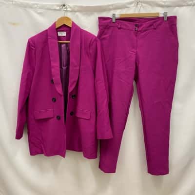 Diana’s Closet Women's Blazer + Pants SET Size 16 Fuchsia 
