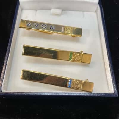 AVON Gold Toned Service Award Brooches x 3