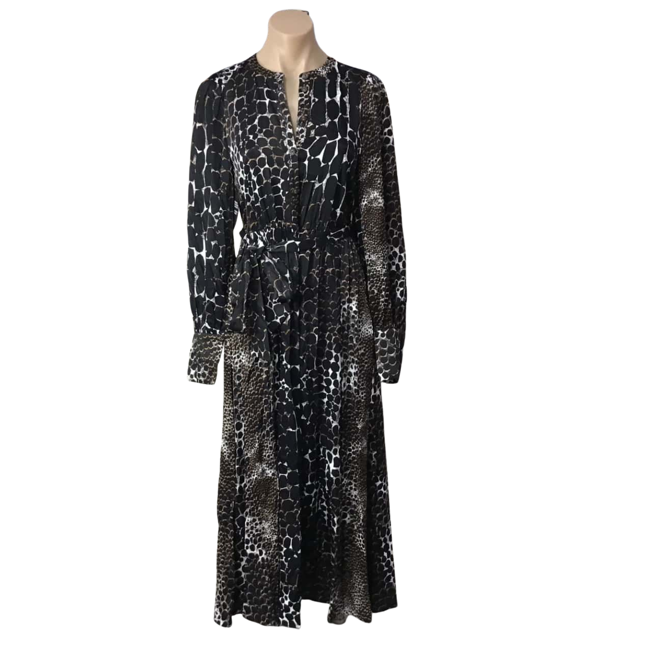 REDUCED* Sass & Bide Womens Size 34 Black / White / Brown Animal Print Long Sleeve Maxi Dress (s) - New With Tags | Salvos Stores REDUCED* Sass & Bide Womens Size 34 Black / White / Brown Animal Print Long Sleeve Maxi Dress (s) - New With Tags | Salvos Stores