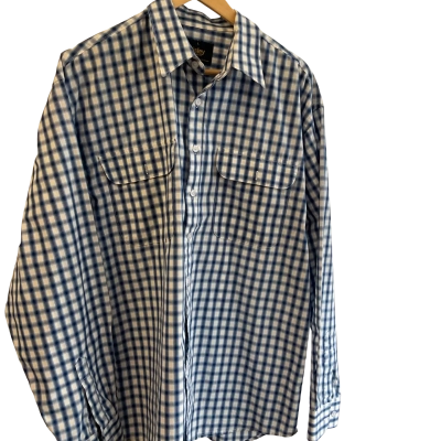 Bisley-   Mens  Size L Long Sleeve Shirt Blue / Checked / White 