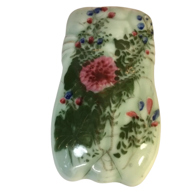 Vintage Green Floral Vase Japan Approx 10 x 14cm