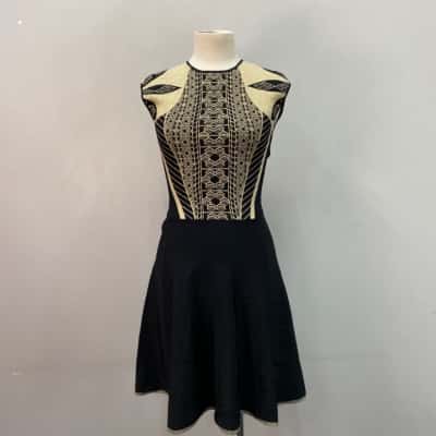 Ted Baker Womens  Size 8 Mini Dress Black  / Metallic Gold 