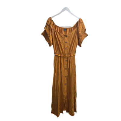 CityCity Chic Mustard Yellow Button Down Maxi Dress Size L Size  AU 20 Viscose Chic Womens  Size L Maxi Dress Mustard 