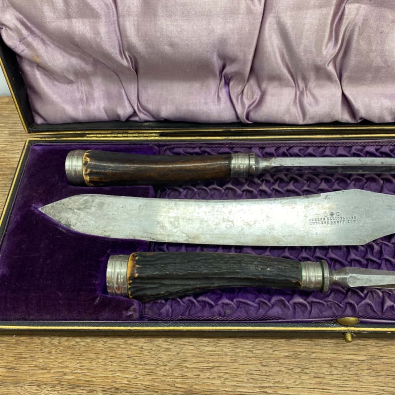 Joseph Elliot&Sons Antique Bone Handle Carving Set (s)