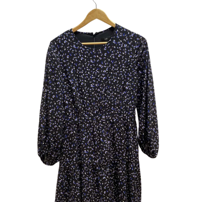 Cue Womens  Size 12 Black /  Blue /  White Patterned Dress