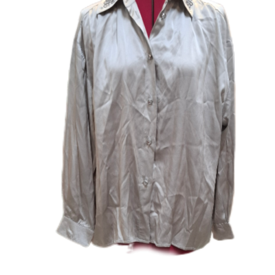 Cliche Womens  Size 14 Button Up Top Silver 