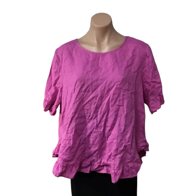 Worthier Womens Size S / M Lolly Pink 100% Linen Short Sleeve Top 