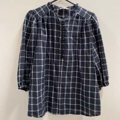 Zoe Kratzmann Womens  Size 2 Short Sleeve Top Black  / Checked / White 
