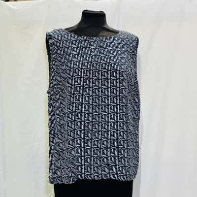 DAVID LAWRENCE Size 14 Sleeveless Silk Top Navy Blue 