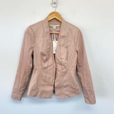 Laura Ashley Mushroom One Button Blazer Jacket Size 8 