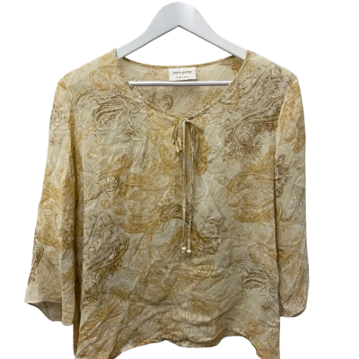  Women's Size 8 Blouse Beige / Brown / Orange 