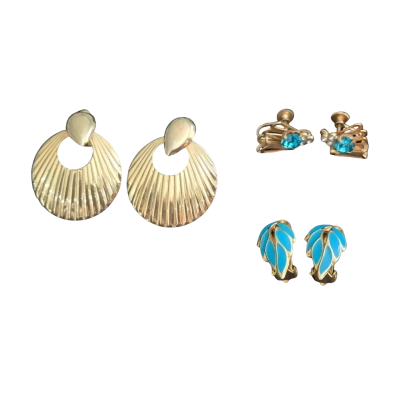 SALE 3 pairs of Clip-on Earrings