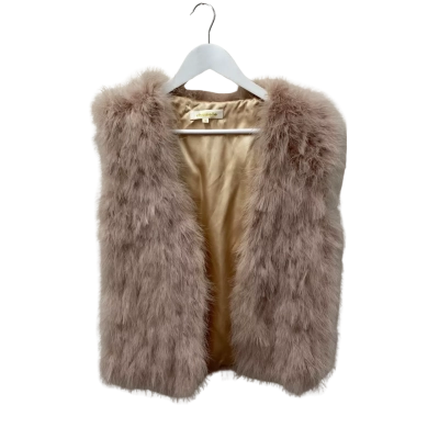 Chaiselle Womens  Size 10 Fur/Woolen/Acrylic Beige/pink Vest 