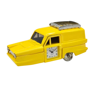 Very Collectable Novelty Clock (WM Widdop) Reliant Regal Supervan 3 Wheeler As Featured in The Comedy Series "Only Fools & Horses"  (brica shelf)