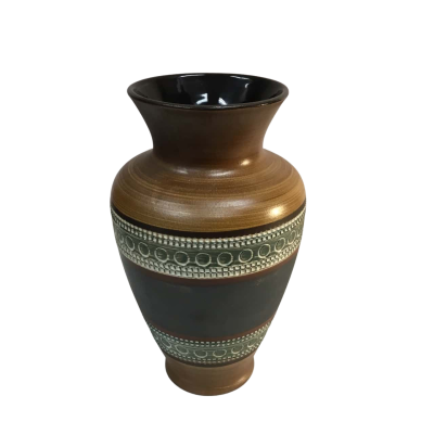 Mid Century Modern Brown Patterned Vase Approx 21 x 12cm