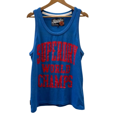 Superdry Mens Size L Blue Singlet  