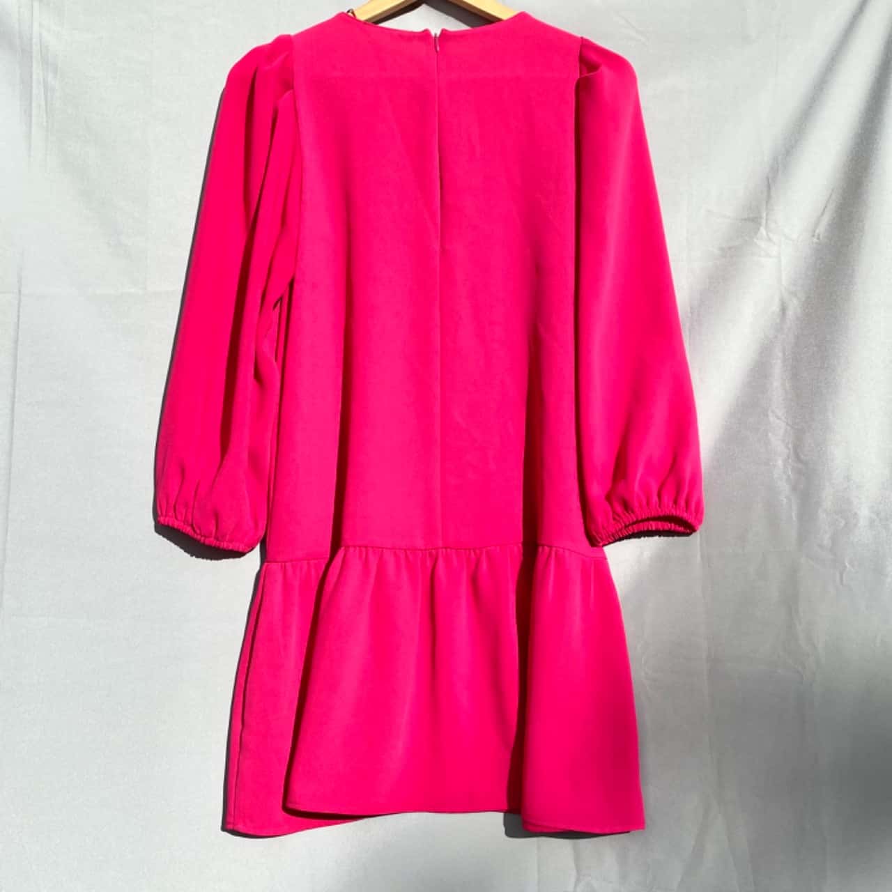 Zara Fuchsia Pink Long Sleeve Babydoll Style Knee Length Dress Size XS(s) -  New With Tags | Salvos Stores