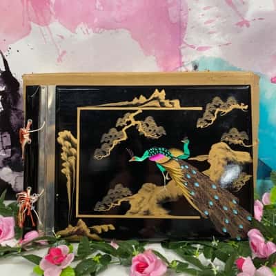 Black lacquered vintage Japanese musical photo album 