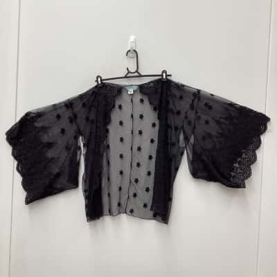 LILA & LILY  Womens  Size One Size Black Net cover up cardigan