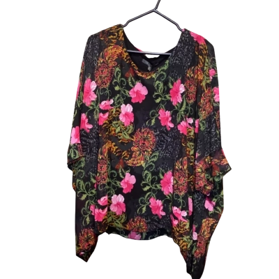 Liz Jordan Womens  Size 12 Floral Top Black  / Floral 