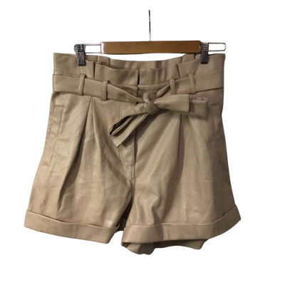 Bardōt Womens Size 14 Beige Faux Leather Belle Paperbag Shorts with Belt (new)