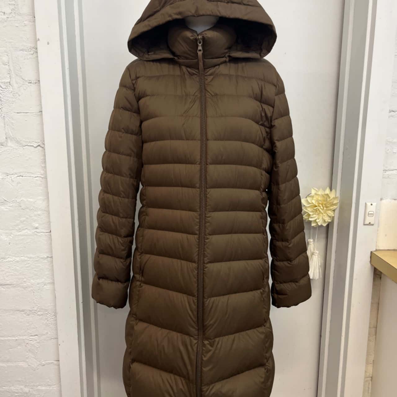 Unilite Jacket Uniqlo knee length brown ultra light jacket.(s) - Used Very Good ...