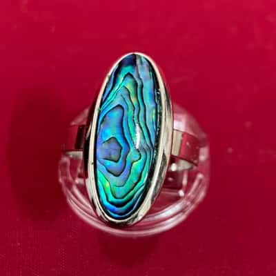  Women's Abalone Silver Tone Dress Ring 
