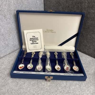 Australian Wildflower Spoon Collection | 7 Collector Spoons in Display Case