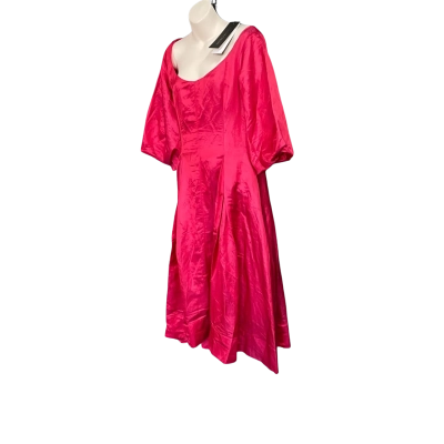 Ginger & Smart Ellipse Balloon Sleeve Evening Dress Size 10 Passion Pink