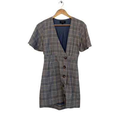 Oxford Womens  Size 6 Midi Dress Blue / Grey / Orange / White 