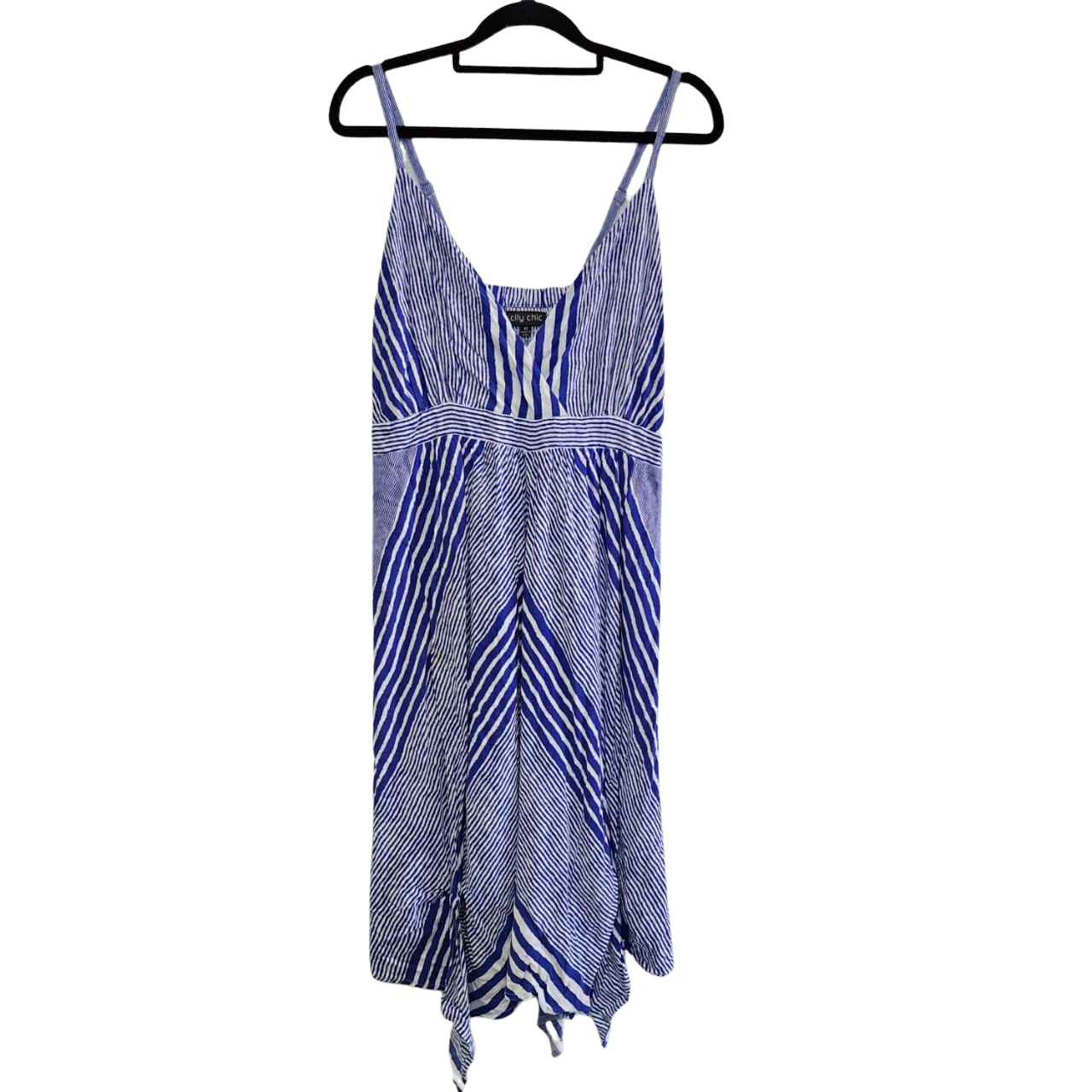 City Chic Women's Plus Size Pocket Stripe Dress - V-Neck Mini Dress With Front Pockets
