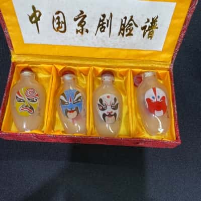 Chinese Peking opera face - painted glass snuff bottle set of 4 in it’s original box