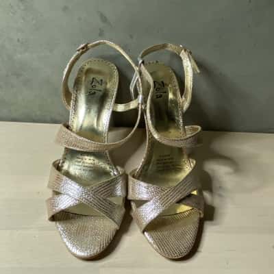 Zola Metallic gold/Silver Strappy Stiletto Heels Size 41