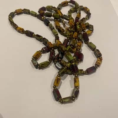 Lovely Long Strand Of Picasso Glass Beads 130 cm Womens Necklace Multicoloured 
